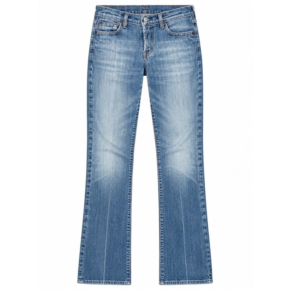 7 For All Mankind Low Rise Bootcut Jeans 26 X 29 Blue Denim Y2K Made in USA
